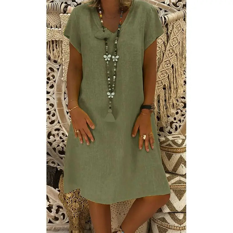 Short Sleeve V-Neck Dress