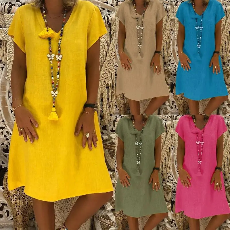 Short Sleeve V-Neck Dress