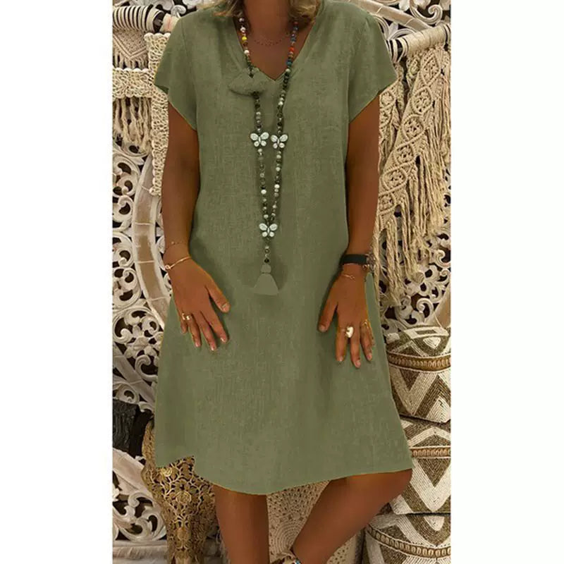 Short Sleeve V-Neck Dress