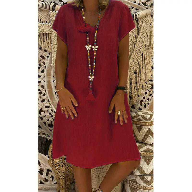 Short Sleeve V-Neck Dress