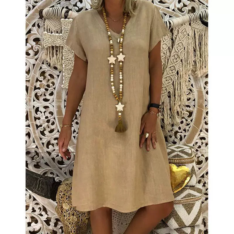 Short Sleeve V-Neck Dress