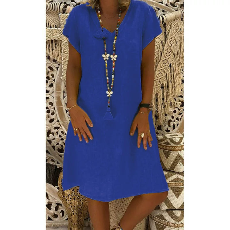 Short Sleeve V-Neck Dress