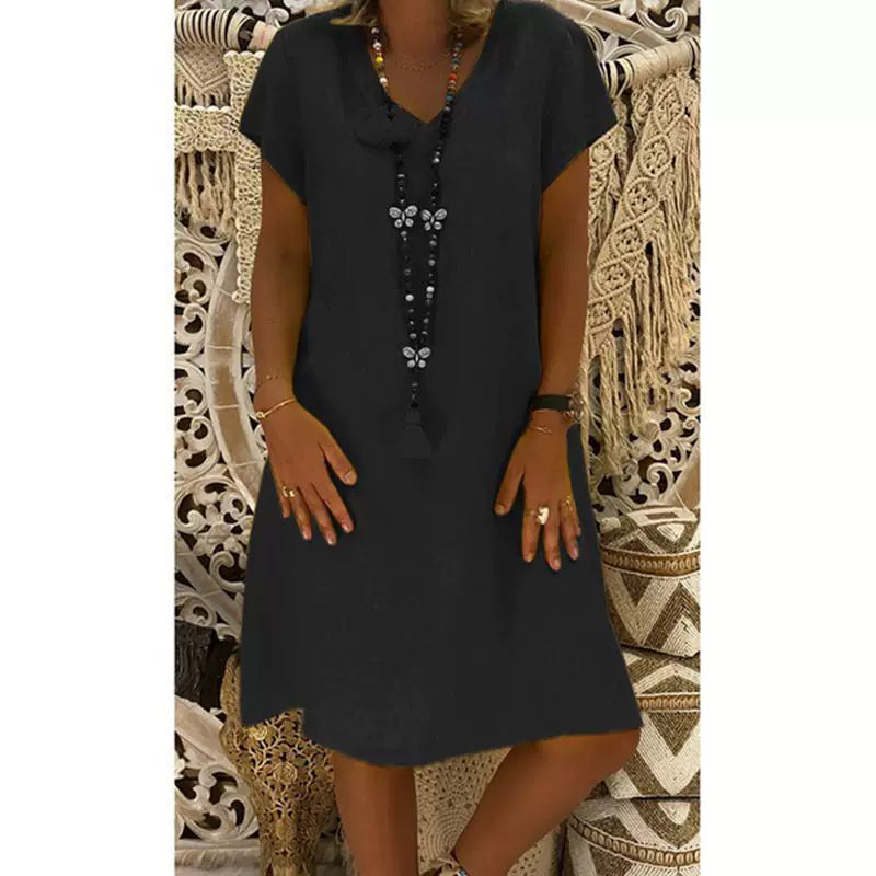 Short Sleeve V-Neck Dress