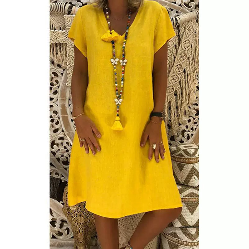 Short Sleeve V-Neck Dress