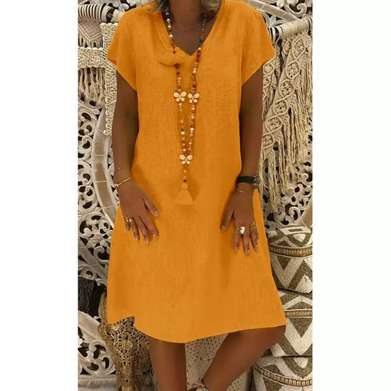 Short Sleeve V-Neck Dress