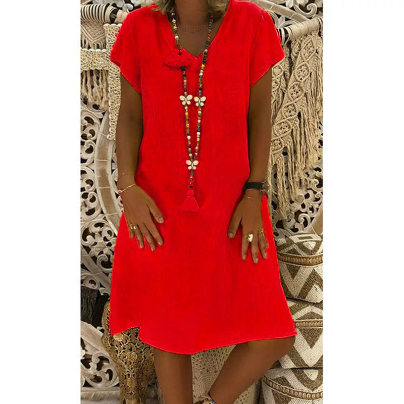 Short Sleeve V-Neck Dress