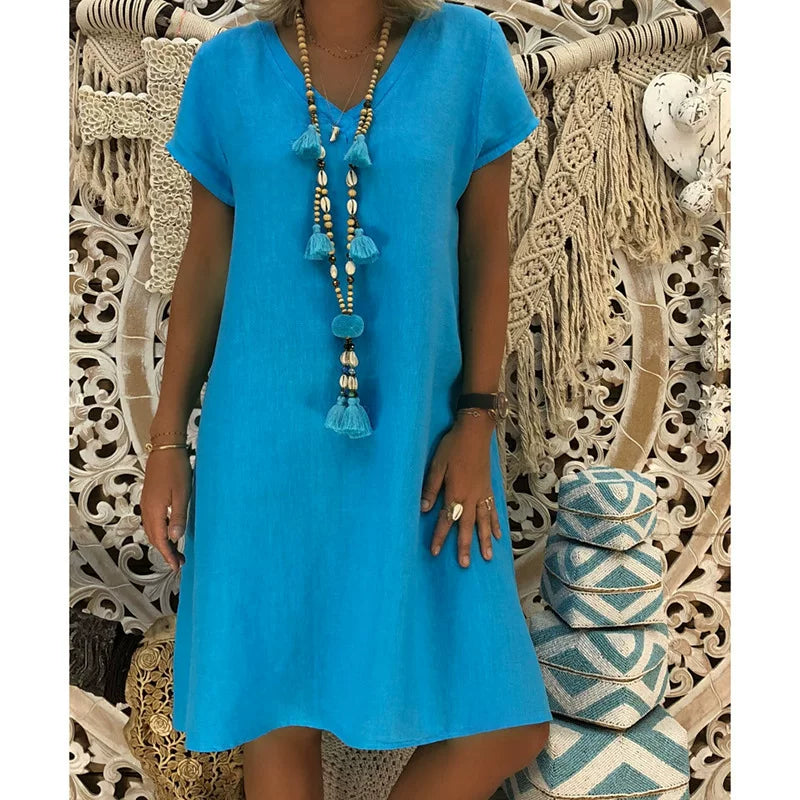 Short Sleeve V-Neck Dress