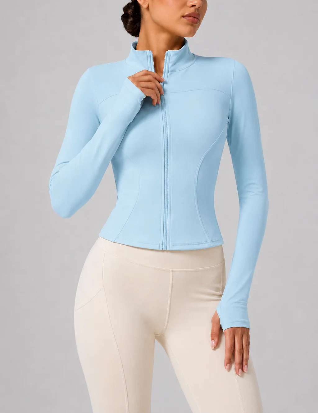 Women's Slim Fit Long Sleeve Top with Thumb Holes
