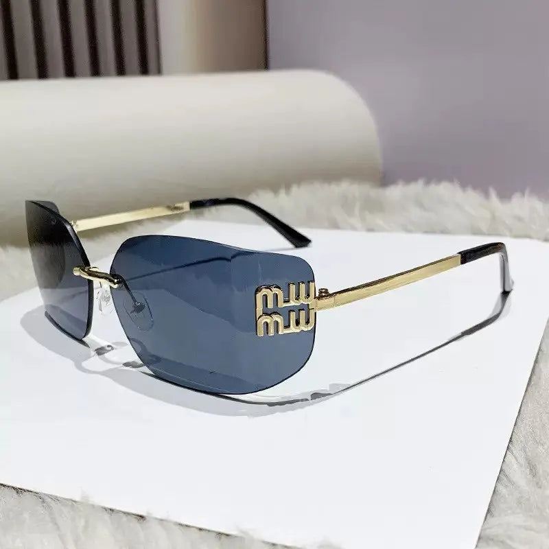 Curved Rimless Sunglasses