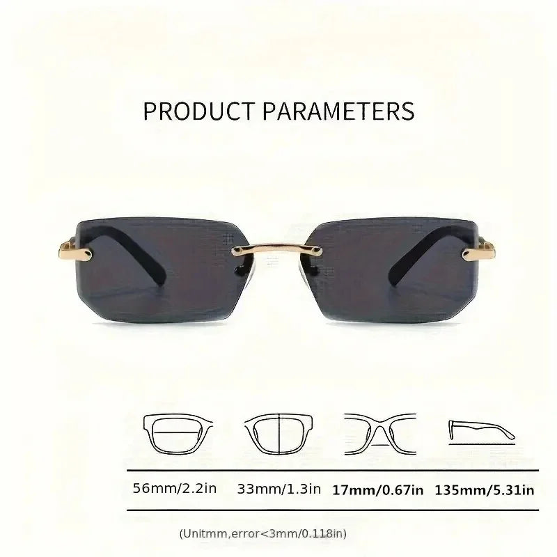 Rimless Sunglasses Rectangle Fashion Popular Women Men Shades Small Square Sun Glasses For Female Male Summer Traveling Oculos