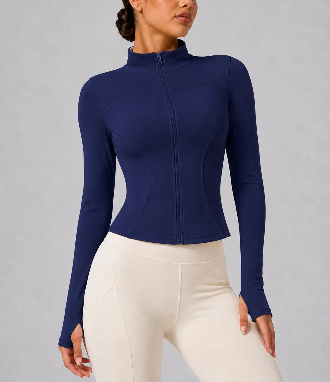 Women's Slim Fit Long Sleeve Top with Thumb Holes