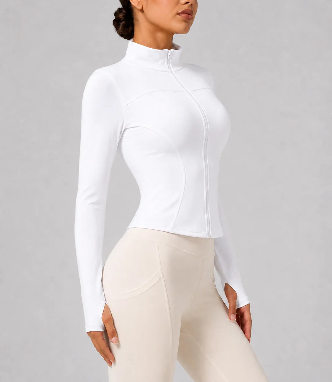 Women's Slim Fit Long Sleeve Top with Thumb Holes