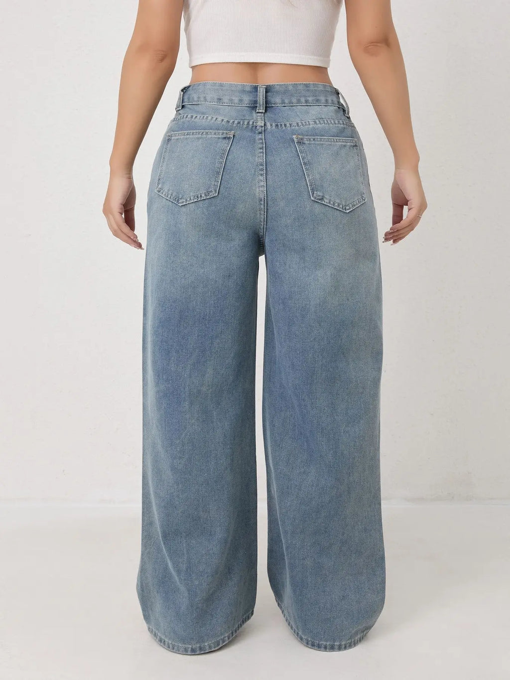 Wide Leg Distressed Straight Jeans for Women Elastic Casual Bootcut Denim Pants Bestseller Fashionable Ladies Jeans