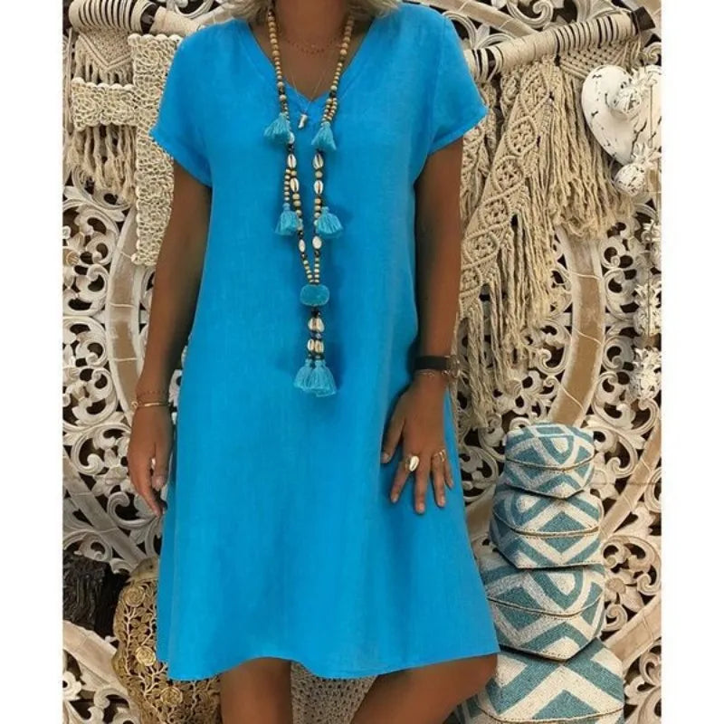 Short Sleeve V-Neck Dress