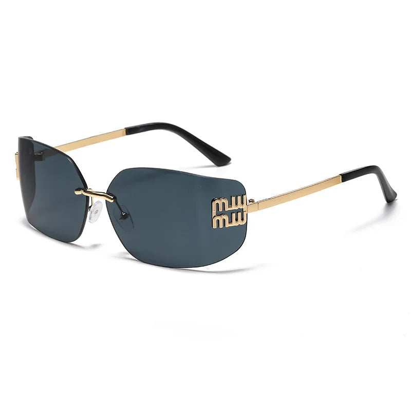 Curved Rimless Sunglasses