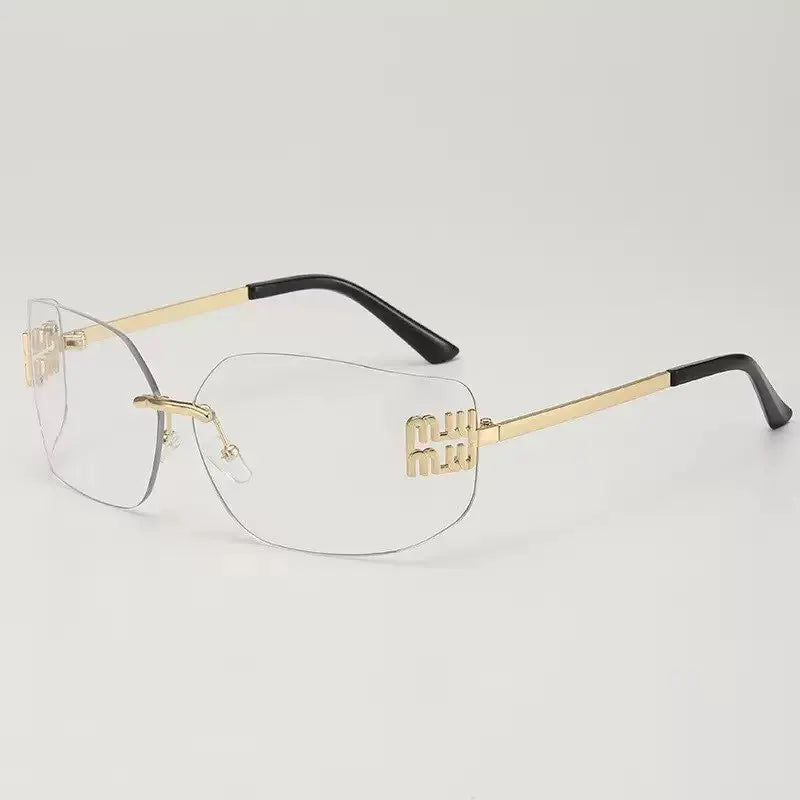 Curved Rimless Sunglasses