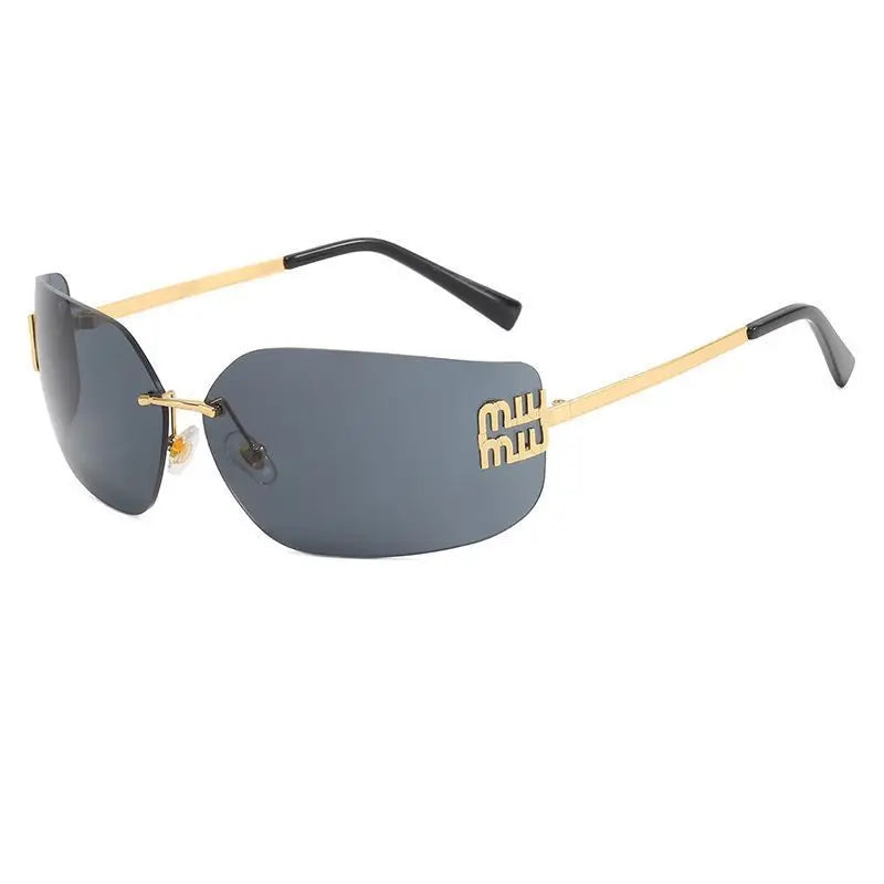 Curved Rimless Sunglasses