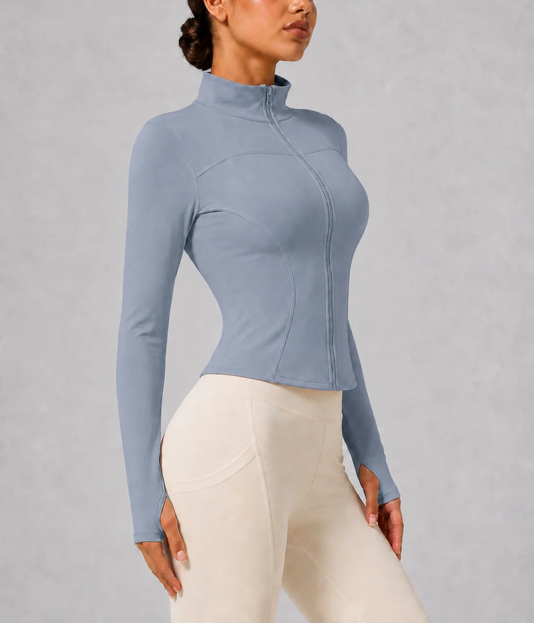 Women's Slim Fit Long Sleeve Top with Thumb Holes