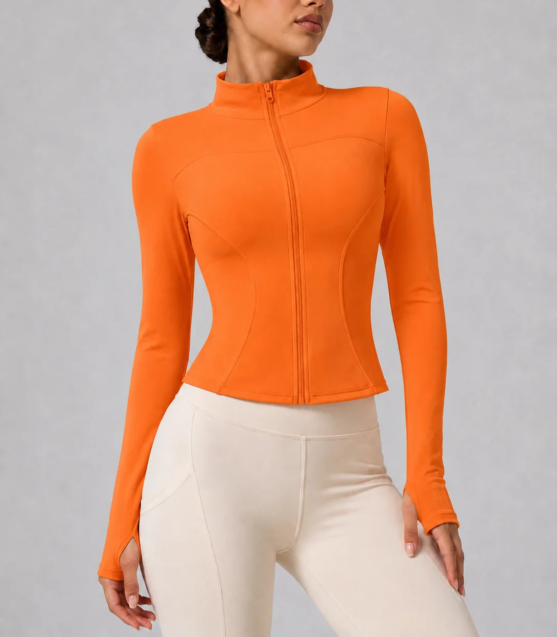 Women's Slim Fit Long Sleeve Top with Thumb Holes