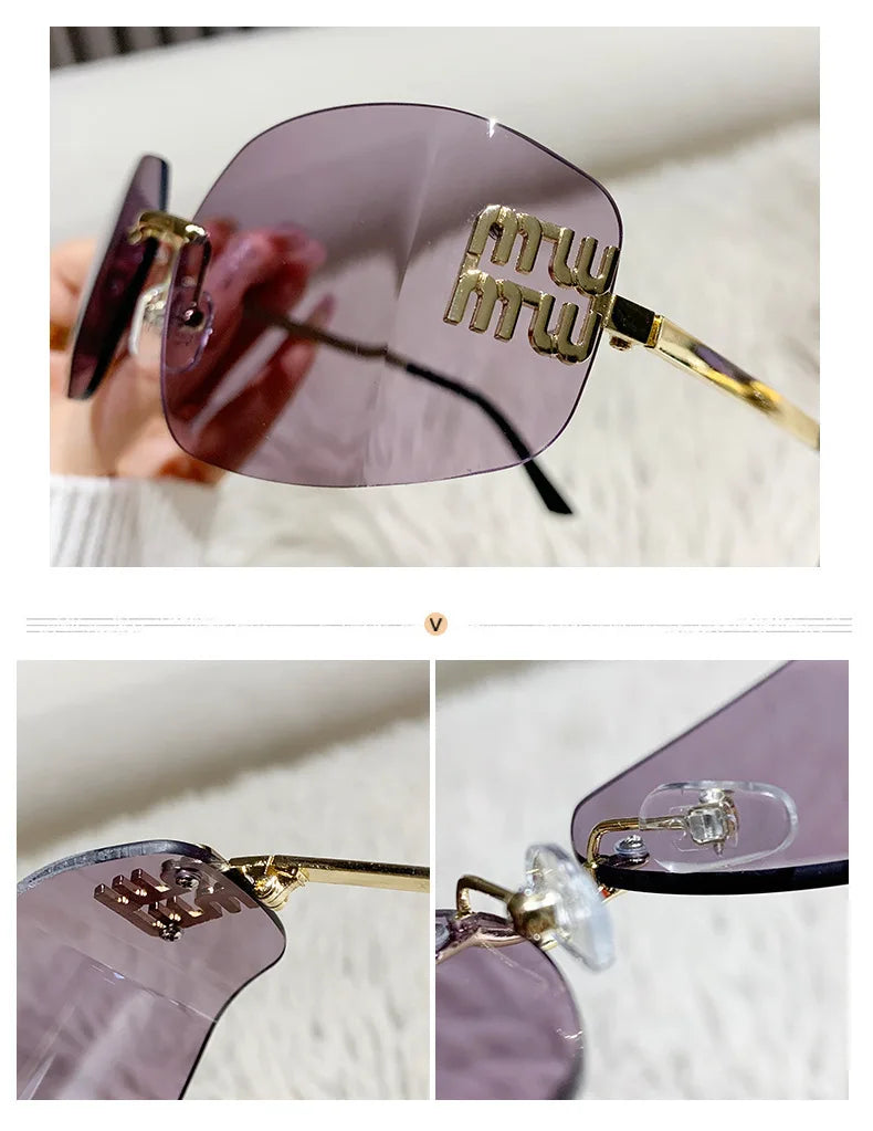 Curved Rimless Sunglasses