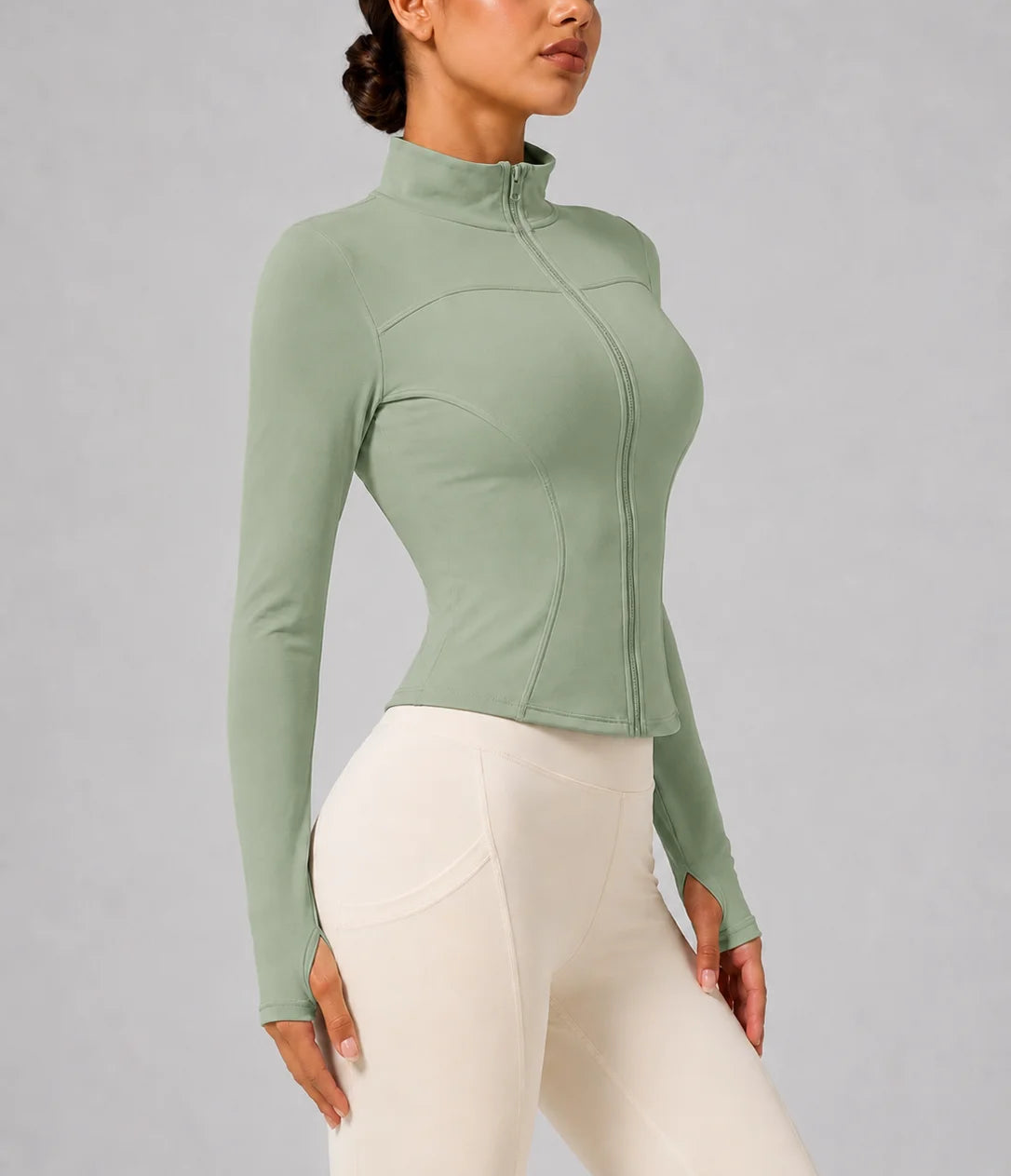 Women's Slim Fit Long Sleeve Top with Thumb Holes