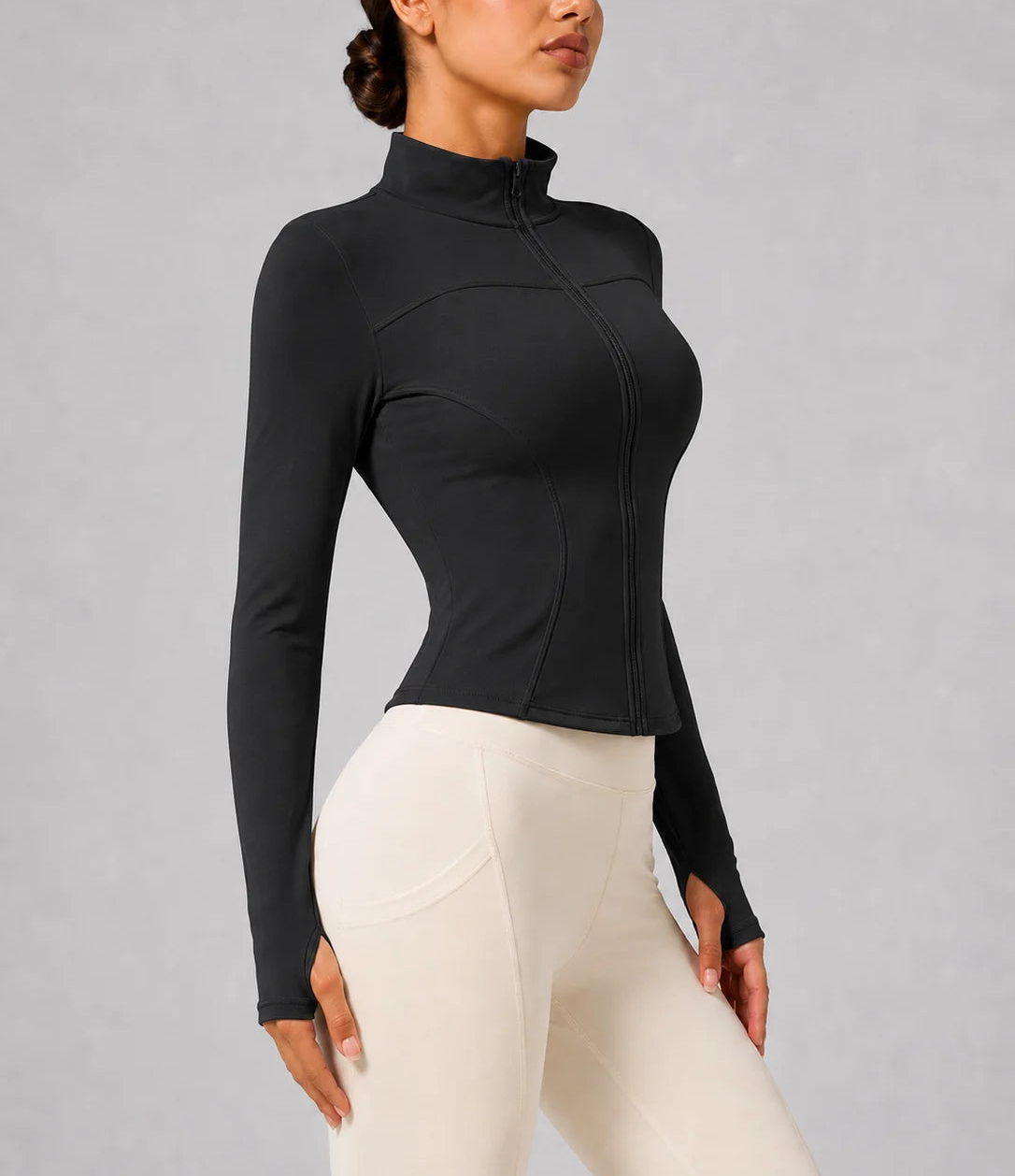Women's Slim Fit Long Sleeve Top with Thumb Holes