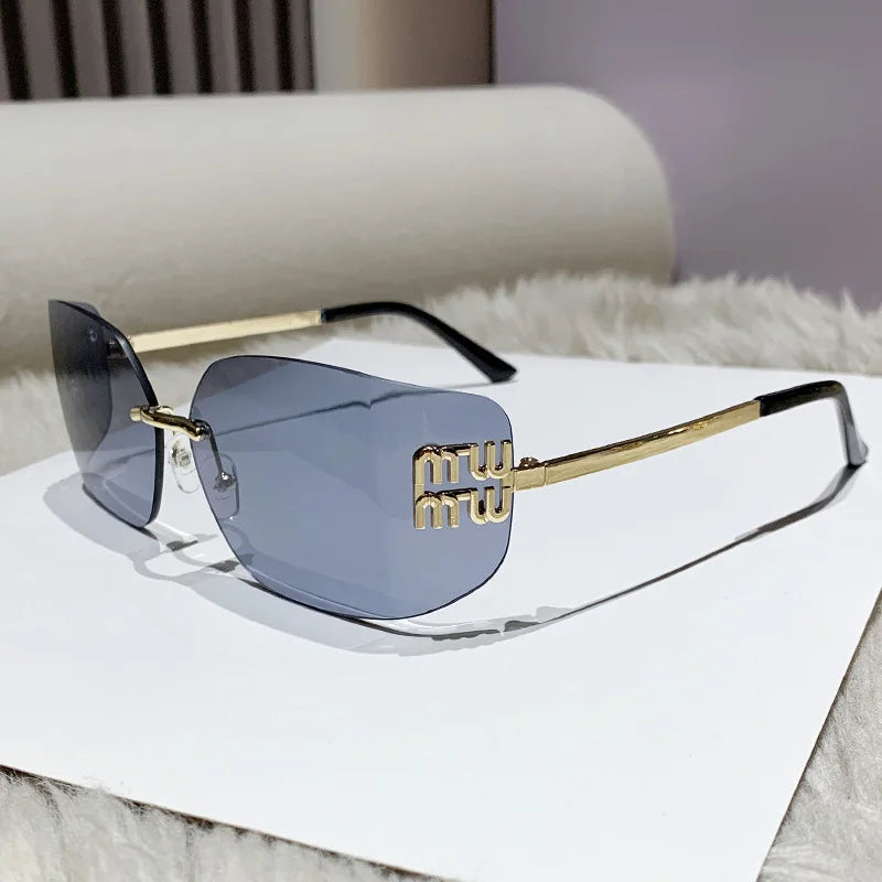 Curved Rimless Sunglasses