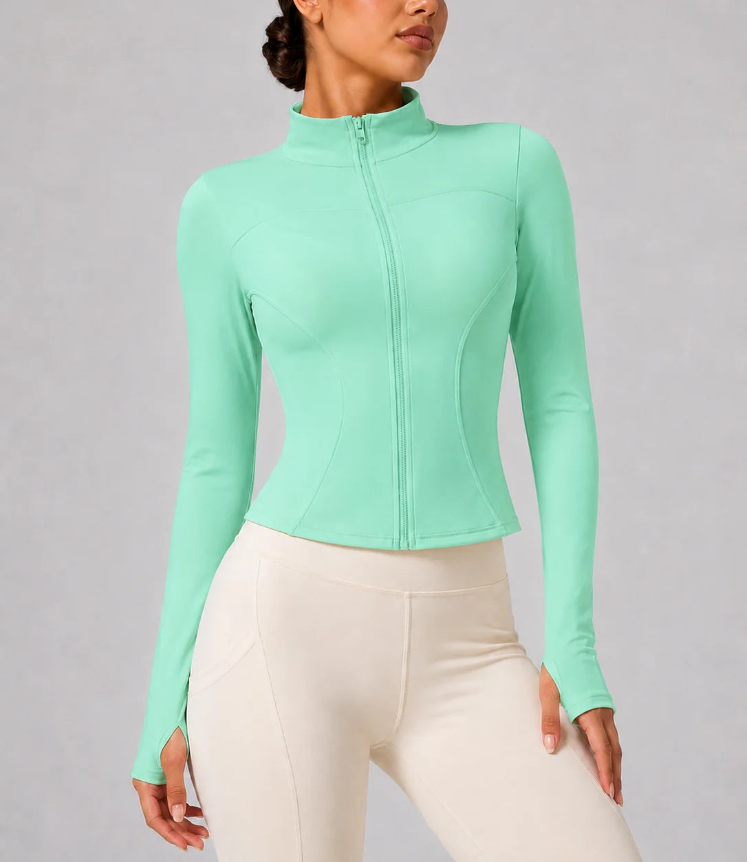 Women's Slim Fit Long Sleeve Top with Thumb Holes
