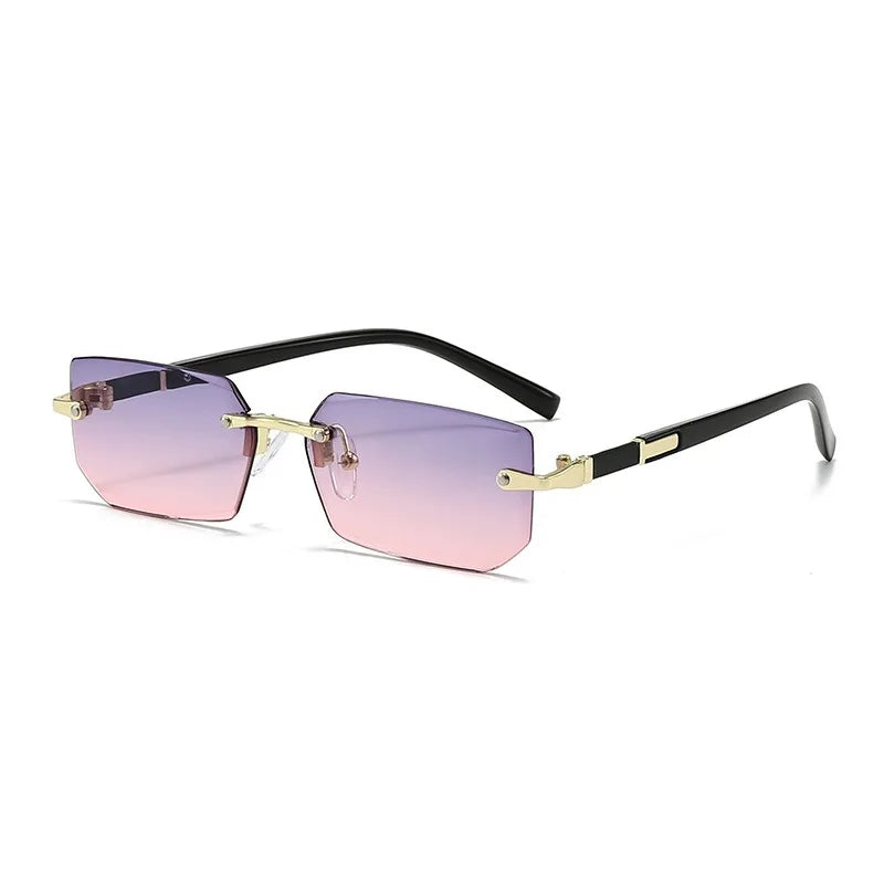 Rimless Sunglasses Rectangle Fashion Popular Women Men Shades Small Square Sun Glasses For Female Male Summer Traveling Oculos