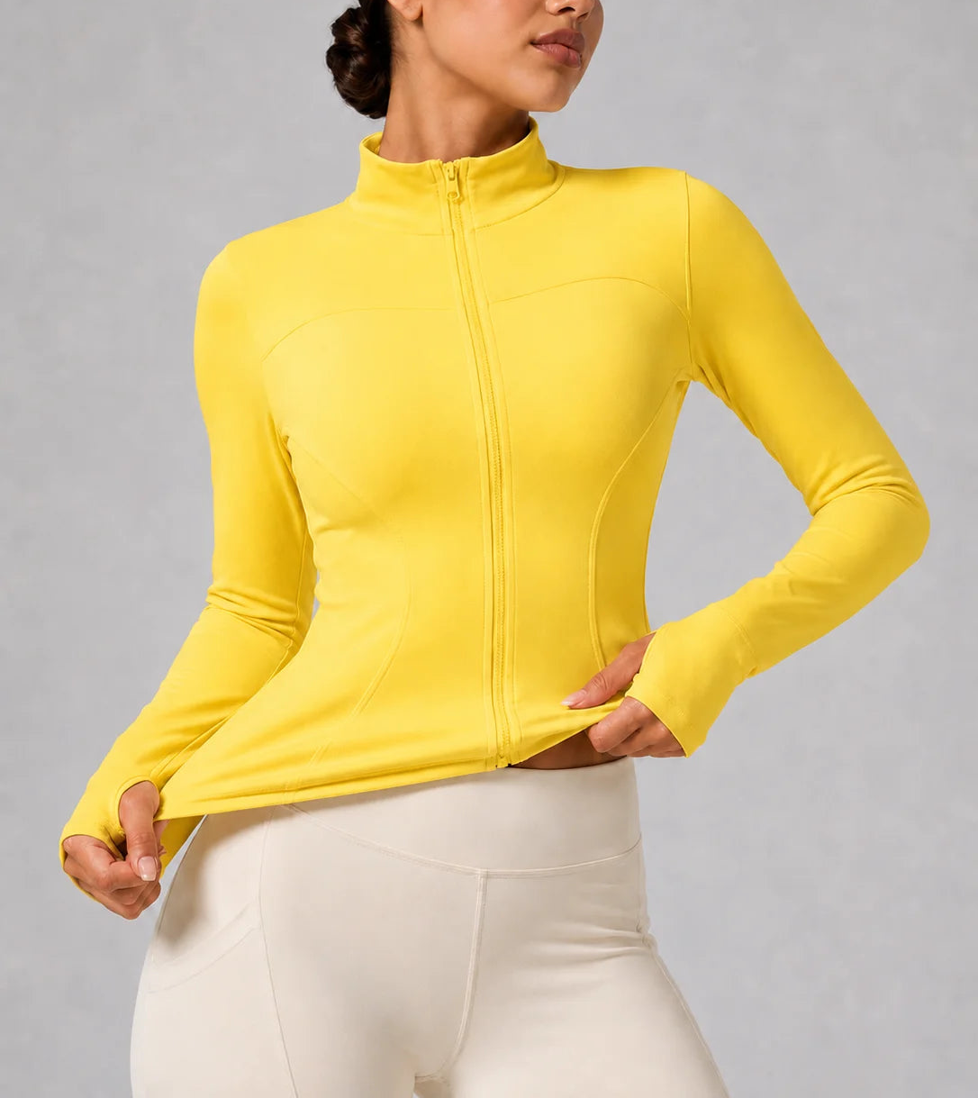 Women's Slim Fit Long Sleeve Top with Thumb Holes