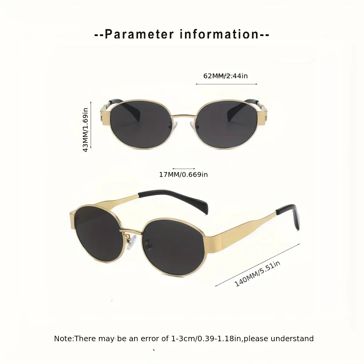 2pcs/ Oval Shape Metal Sunglasses Classic Men's Vintage Sun Glasses Women Outdoor Leisure Eyewear UV400 Ladies Shades