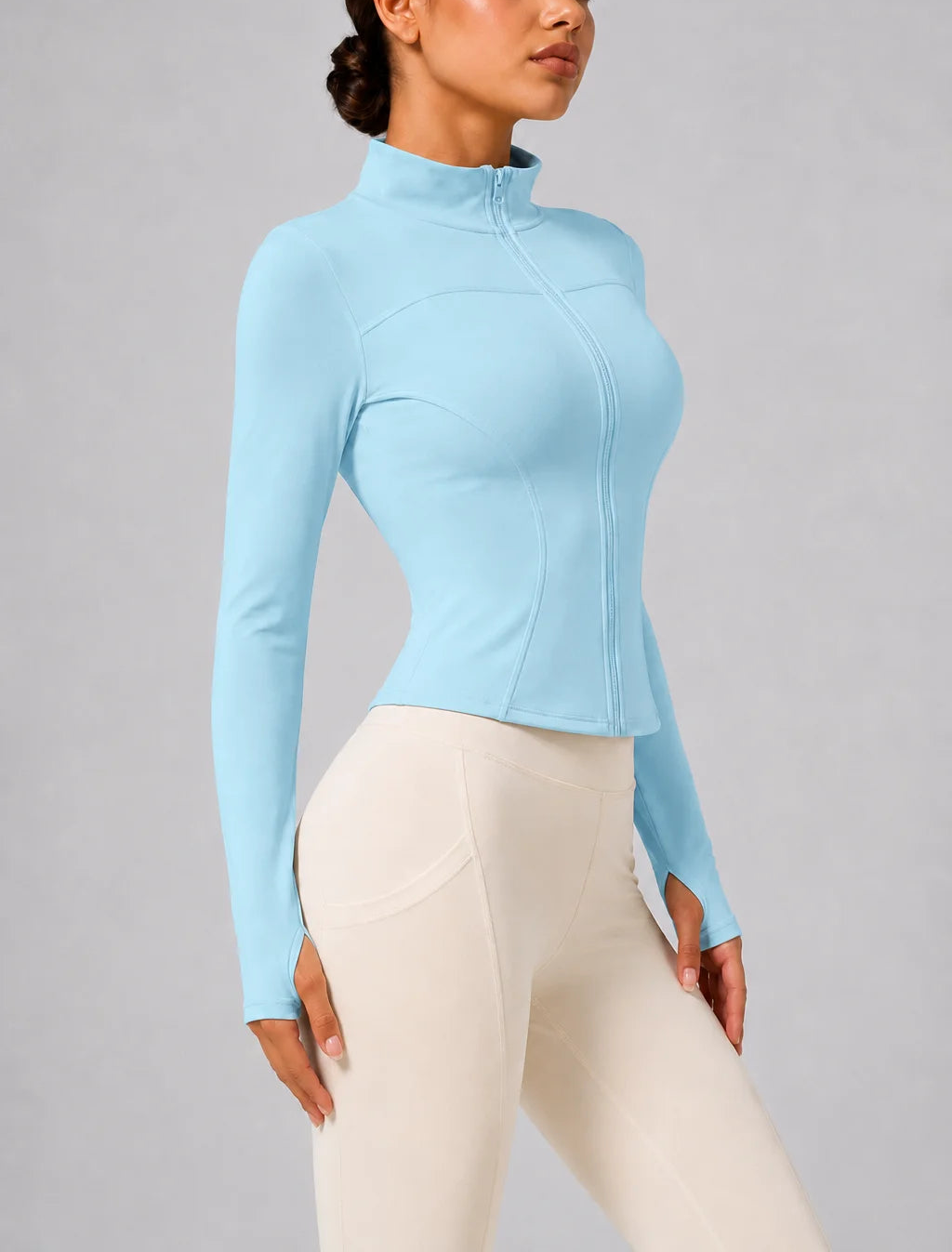 Women's Slim Fit Long Sleeve Top with Thumb Holes