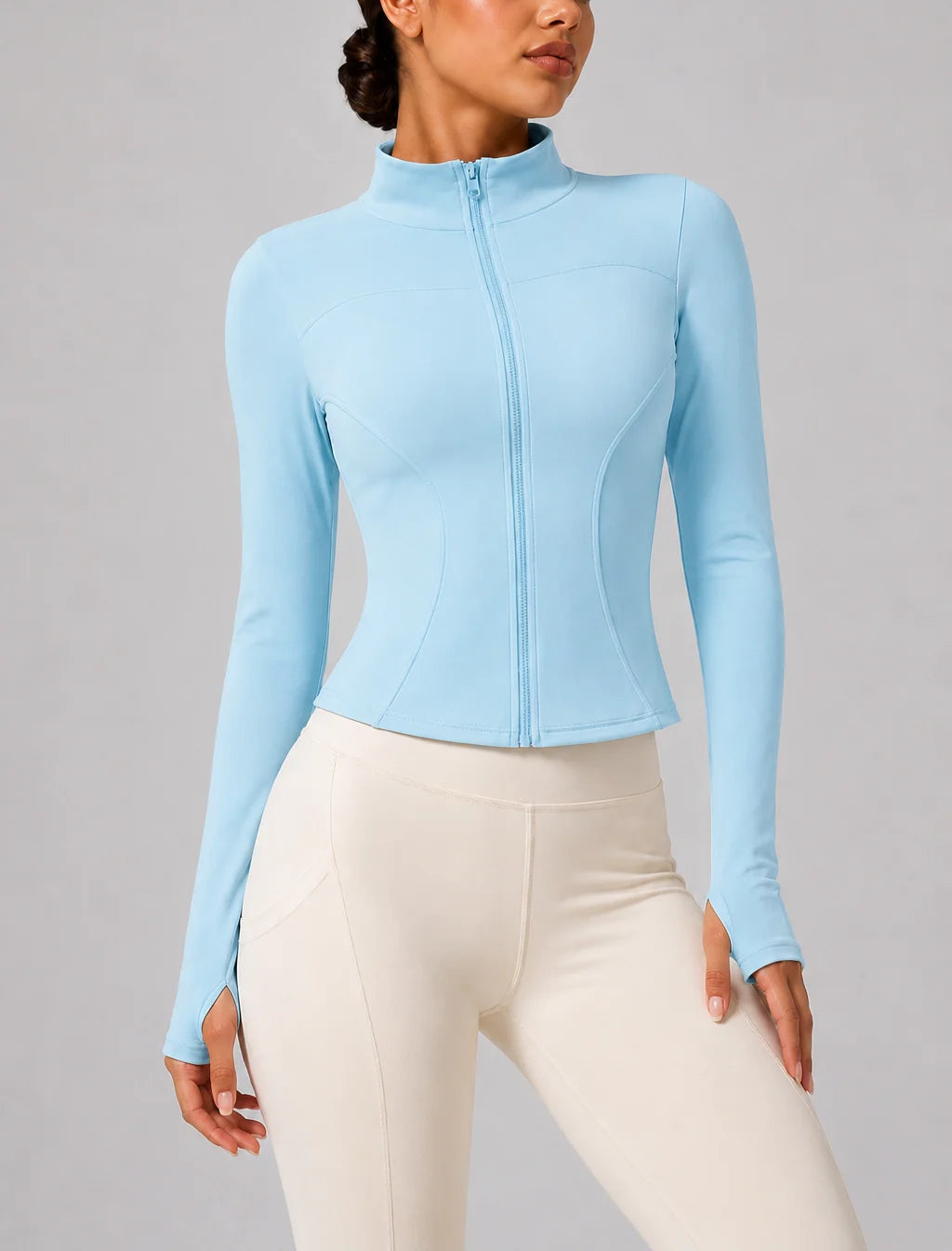 Women's Slim Fit Long Sleeve Top with Thumb Holes
