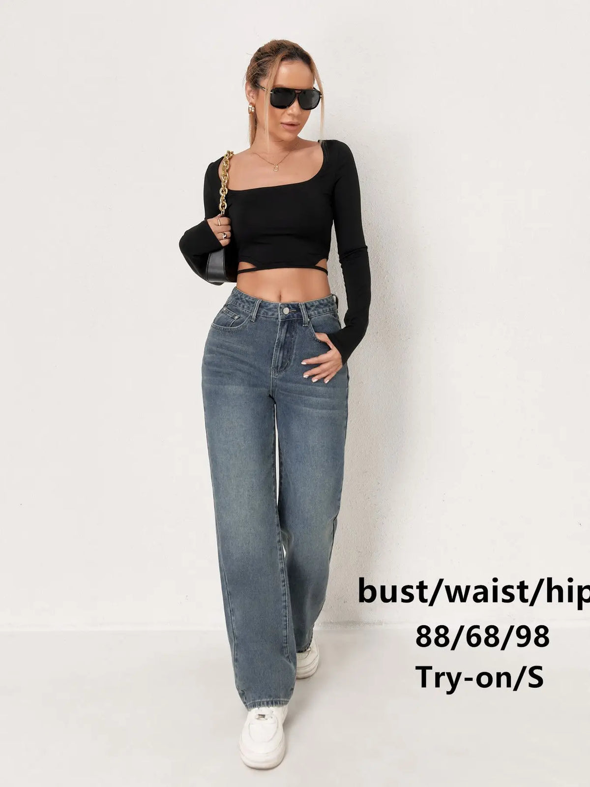 Wide Leg Distressed Straight Jeans for Women Elastic Casual Bootcut Denim Pants Bestseller Fashionable Ladies Jeans