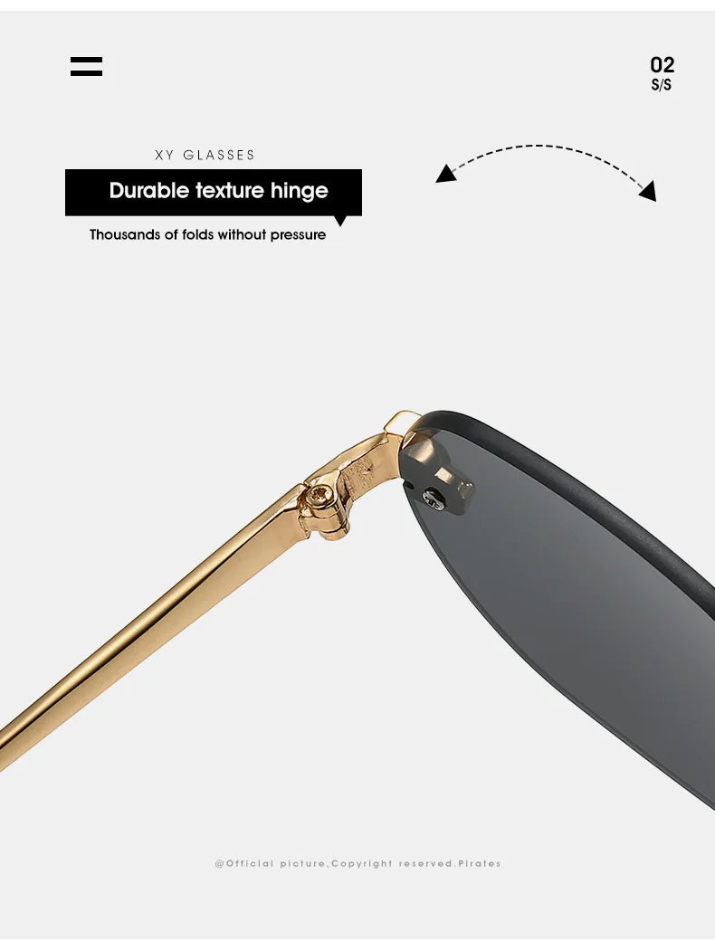 Luxury Brand Rimless Sunglasses Men Women Fashion Cheetah Decoration Metal Shades Frameless UV400 Shades Street Photography