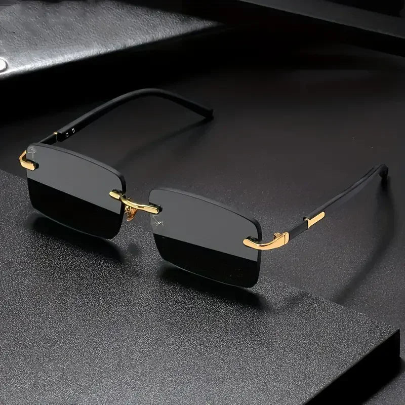 Rimless Sunglasses Rectangle Fashion Popular Women Men Shades Small Square Sun Glasses For Female Male Summer Traveling Oculos