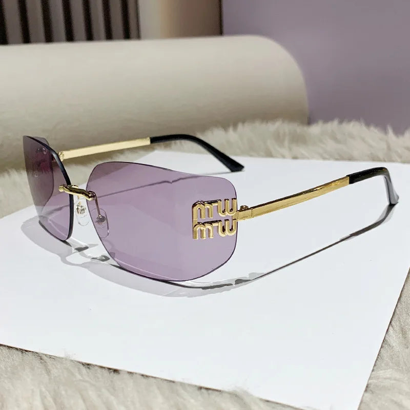 Curved Rimless Sunglasses