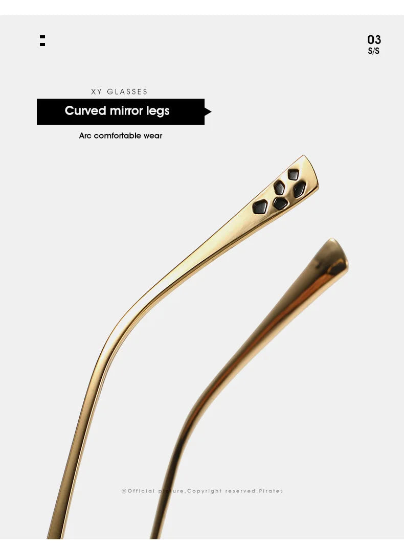 Luxury Brand Rimless Sunglasses Men Women Fashion Cheetah Decoration Metal Shades Frameless UV400 Shades Street Photography