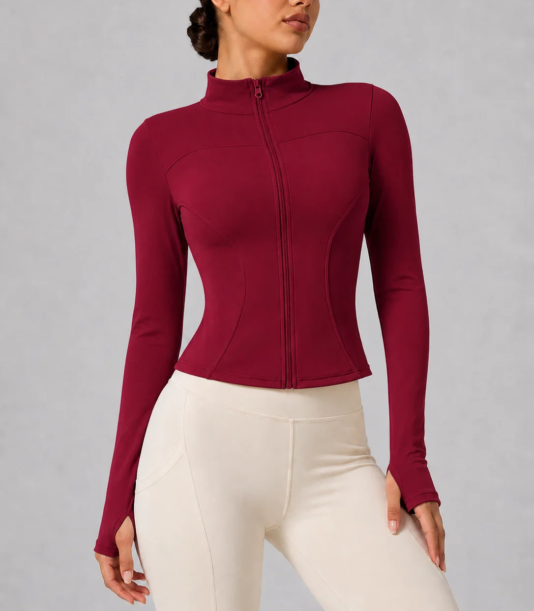 Women's Slim Fit Long Sleeve Top with Thumb Holes