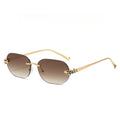 Luxury Brand Rimless Sunglasses Men Women Fashion Cheetah Decoration Metal Shades Frameless UV400 Shades Street Photography