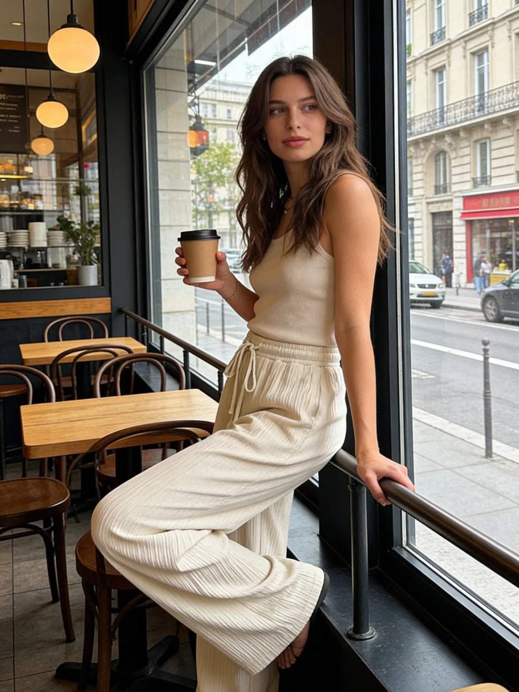 Bohemian Pleated Wide-Leg Pants Women's High-Waist Loose Pants