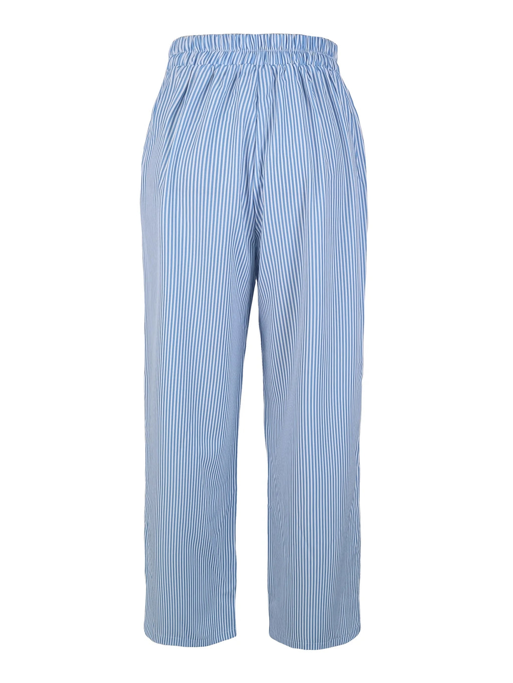 Women's Vertical Striped Wide Leg Pants High Waist Drawstring Loose Casual Trousers Autumn Elastic Waist Trousers with Pockets