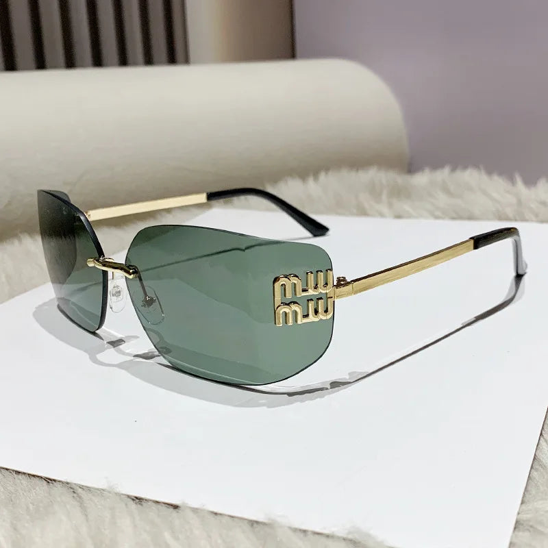 Curved Rimless Sunglasses