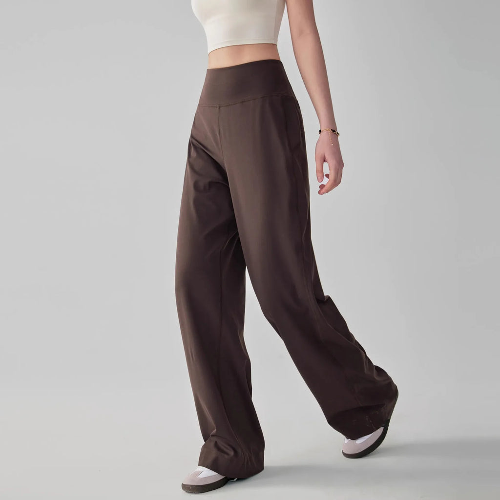 Women's High Quality Pants With Pockets High Waist Stretch Loose Sweatpants Nake-Feeling Sports Leisure  Yoga Workout Pants