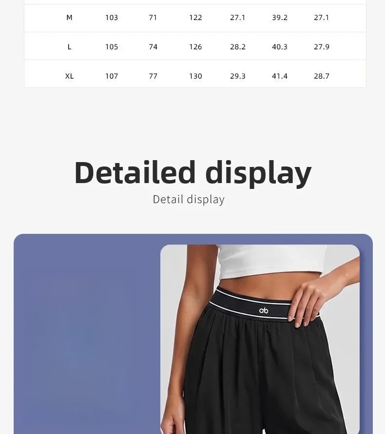 Women Sport Pants Quick Dry Wide Leg Athletic Pant Elastic High Waist Pleated Straight Trousers With Pockets Loose Fit Workout