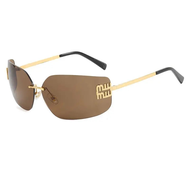 Curved Rimless Sunglasses