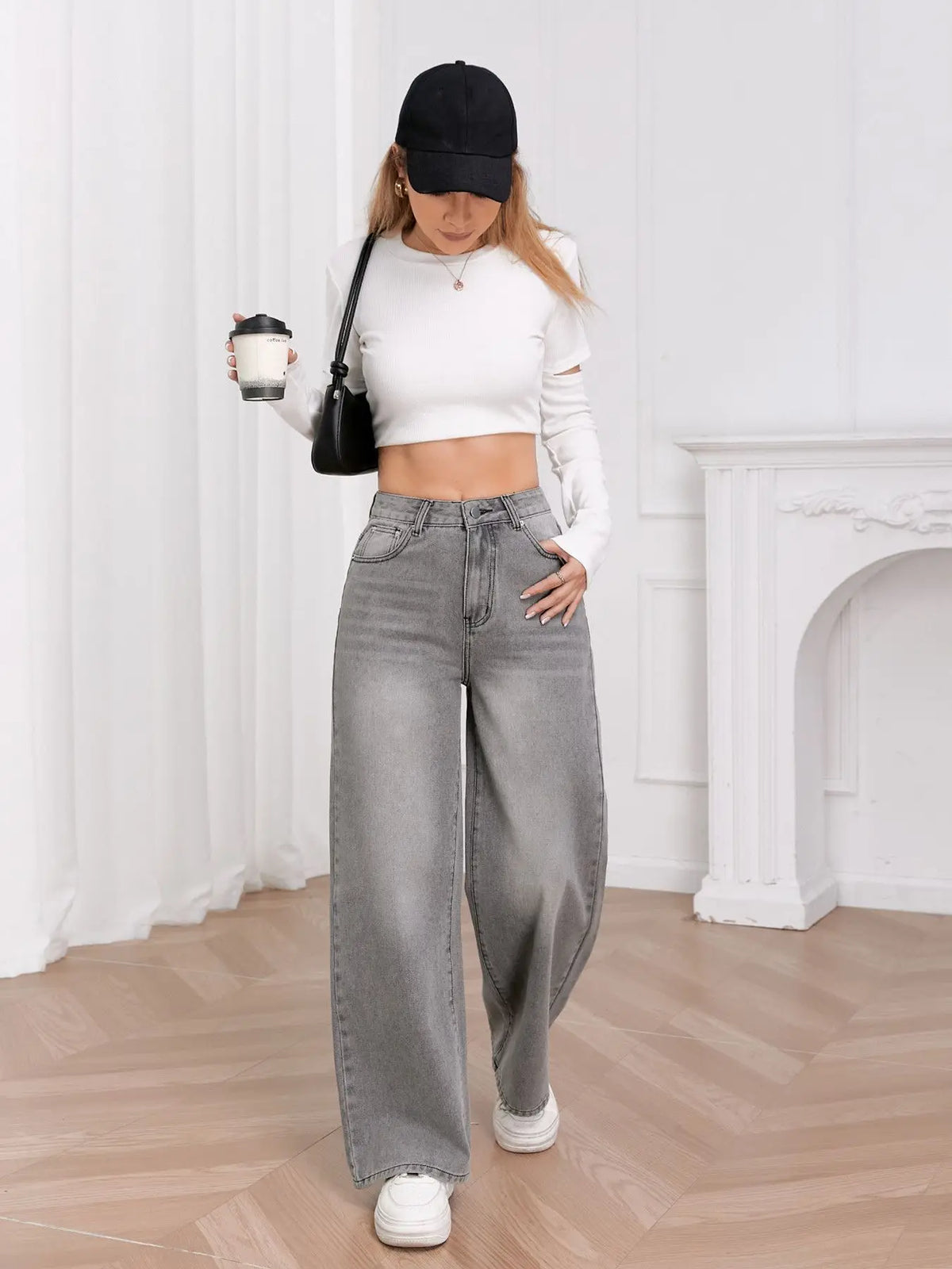 Wide Leg Distressed Straight Jeans for Women Elastic Casual Bootcut Denim Pants Bestseller Fashionable Ladies Jeans