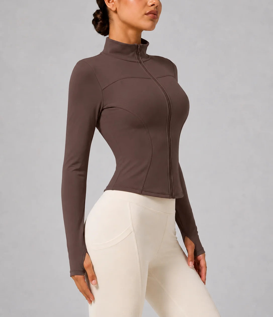 Women's Slim Fit Long Sleeve Top with Thumb Holes