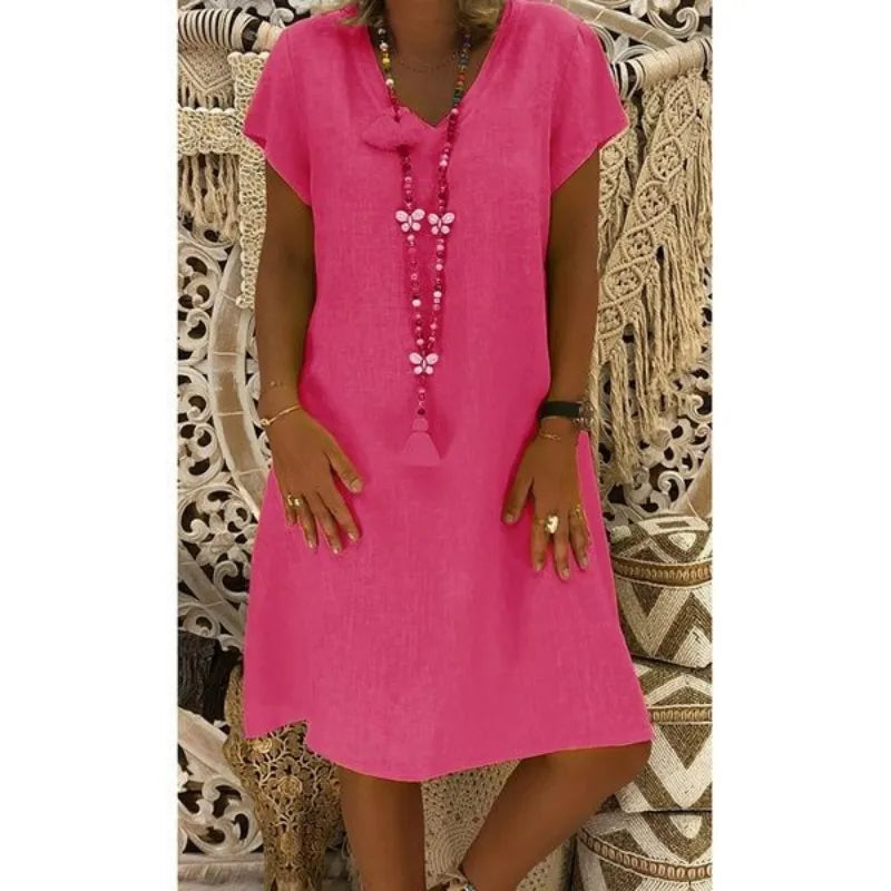Short Sleeve V-Neck Dress