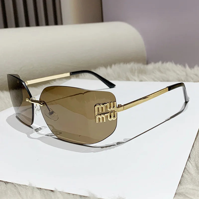 Curved Rimless Sunglasses